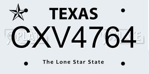 CXV4764 Texas License Plate