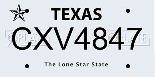 CXV4847 Texas License Plate