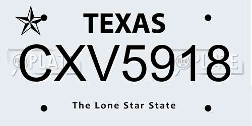 CXV5918 Texas License Plate