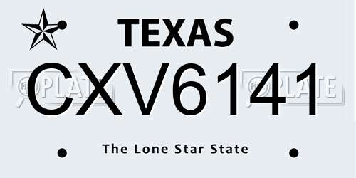CXV6141 Texas License Plate
