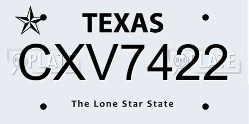 CXV7422 Texas License Plate