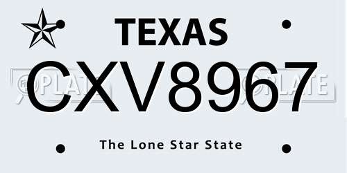 CXV8967 Texas License Plate