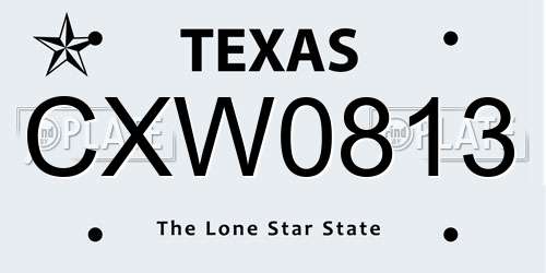 CXW0813 Texas License Plate