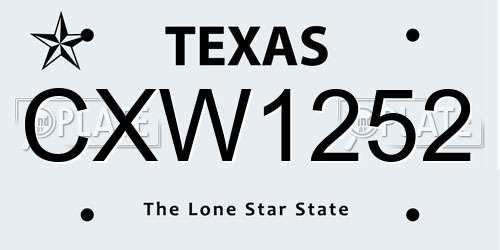 CXW1252 Texas License Plate