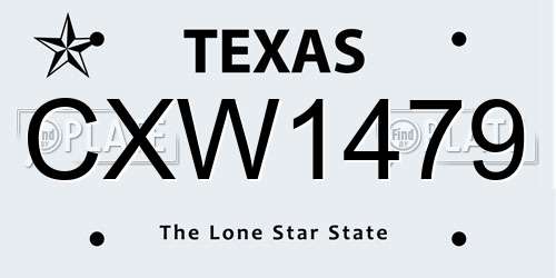 CXW1479 Texas License Plate