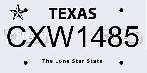 CXW1485 Texas License Plate