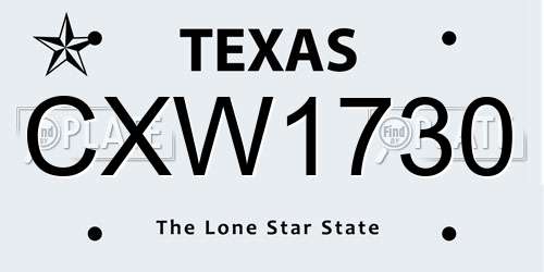 CXW1730 Texas License Plate