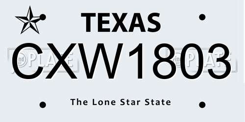 CXW1803 Texas License Plate