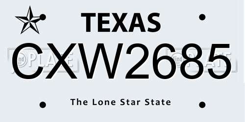 CXW2685 Texas License Plate