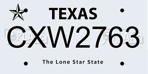 CXW2763 Texas License Plate