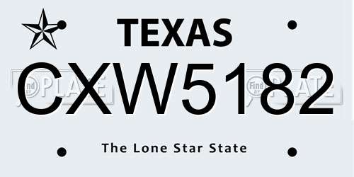CXW5182 Texas License Plate