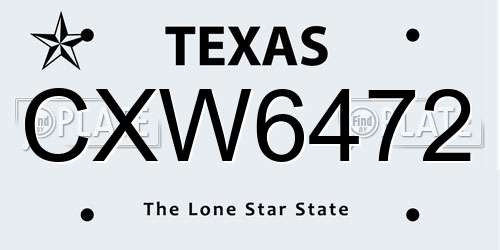 CXW6472 Texas License Plate