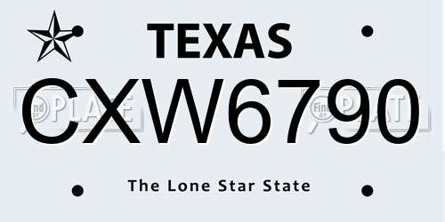 CXW6790 Texas License Plate