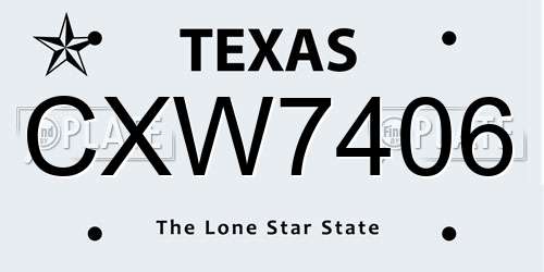 CXW7406 Texas License Plate