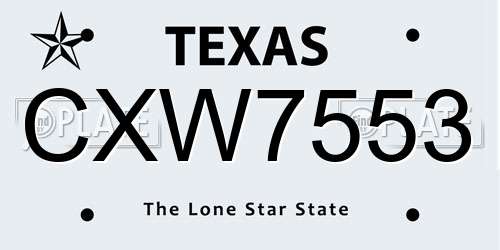 CXW7553 Texas License Plate