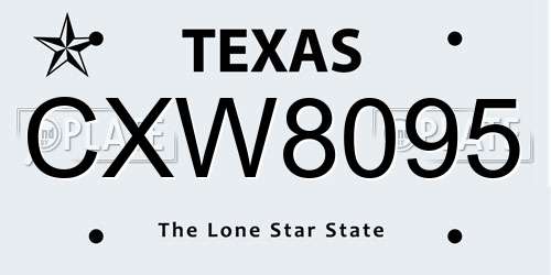 CXW8095 Texas License Plate