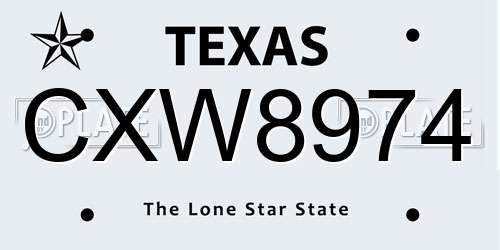 CXW8974 Texas License Plate
