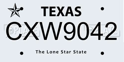 CXW9042 Texas License Plate