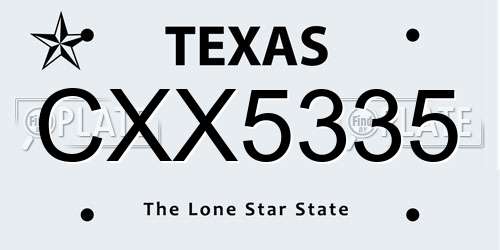 CXX5335 Texas License Plate