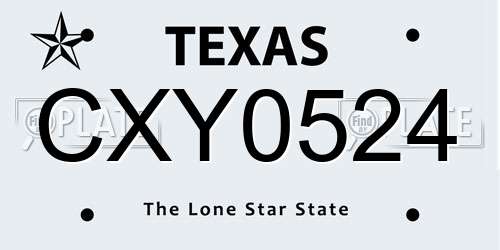 CXY0524 Texas License Plate