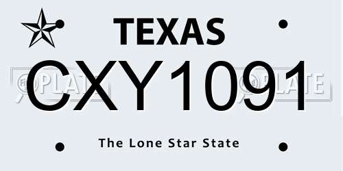 CXY1091 Texas License Plate