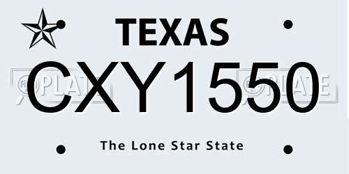 CXY1550 Texas License Plate
