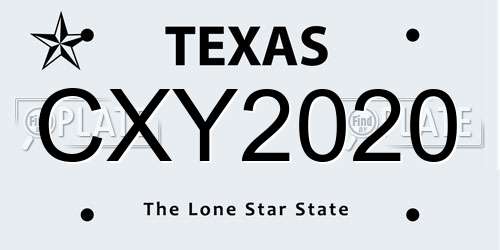 CXY2020 Texas License Plate