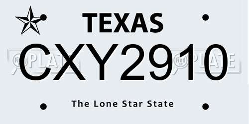 CXY2910 Texas License Plate