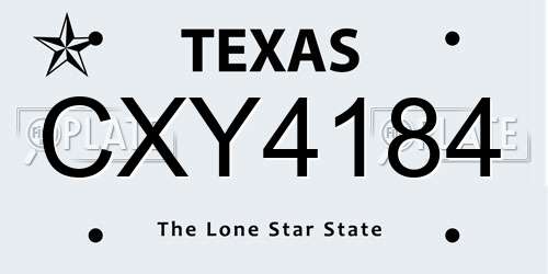 CXY4184 Texas License Plate
