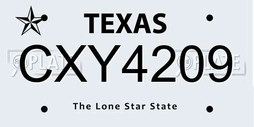 CXY4209 Texas License Plate