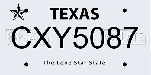 CXY5087 Texas License Plate