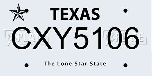 CXY5106 Texas License Plate