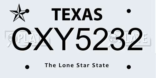 CXY5232 Texas License Plate
