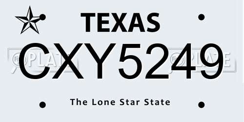 CXY5249 Texas License Plate