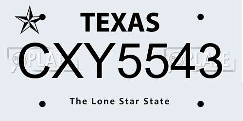 CXY5543 Texas License Plate