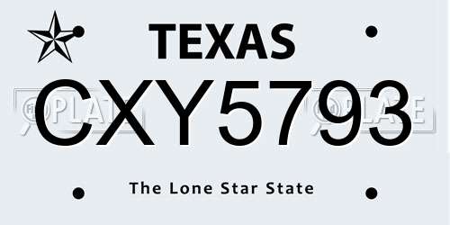 CXY5793 Texas License Plate
