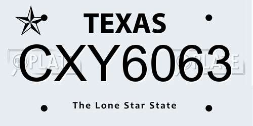CXY6063 Texas License Plate