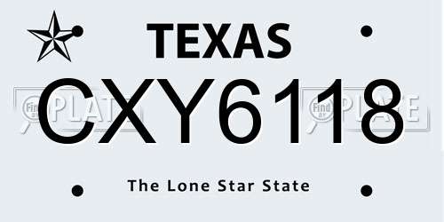 CXY6118 Texas License Plate