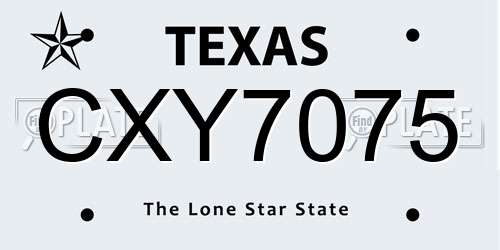 CXY7075 Texas License Plate