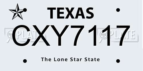 CXY7117 Texas License Plate