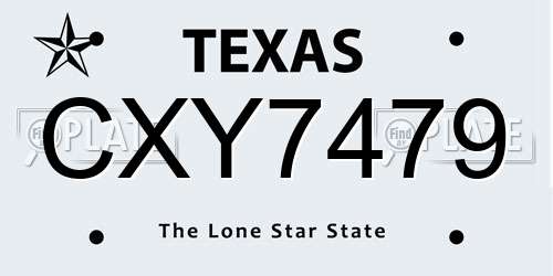 CXY7479 Texas License Plate