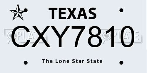 CXY7810 Texas License Plate