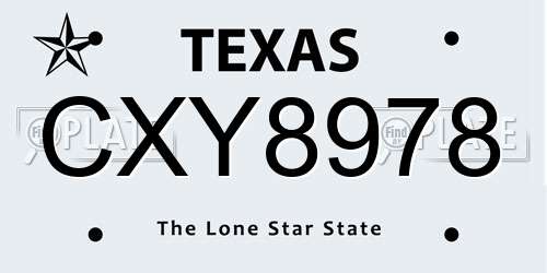 CXY8978 Texas License Plate