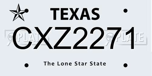 CXZ2271 Texas License Plate