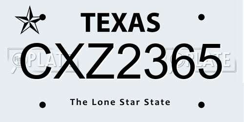 CXZ2365 Texas License Plate