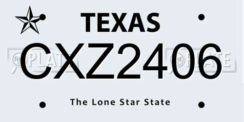 CXZ2406 Texas License Plate