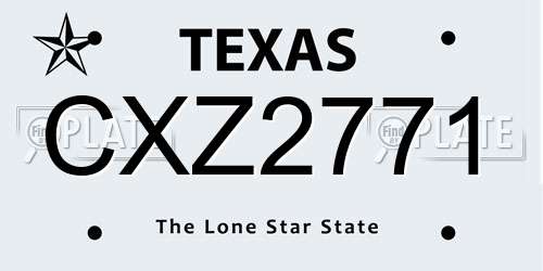 CXZ2771 Texas License Plate