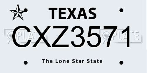 CXZ3571 Texas License Plate