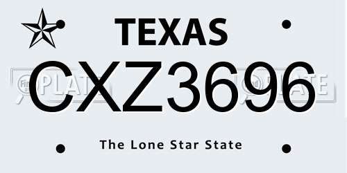 CXZ3696 Texas License Plate