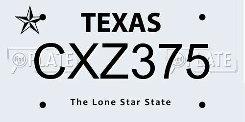CXZ375 Texas License Plate